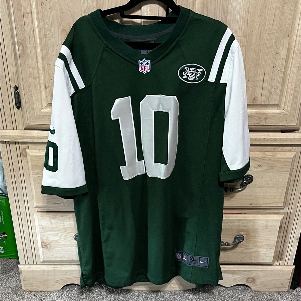 Nike New York Jets Holmes #10 Green and White Football Jersey